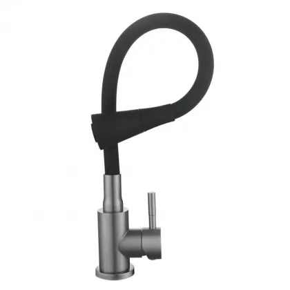 Змішувач для кухні Lidz Aria 015F31 (k35) з гнучким виливом LDARI015F31BGRP49566 Graphite/Black — Photo 4