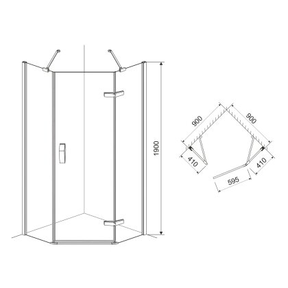 STEFANI душова кабіна 90*90*190см п&#039;ятикутна (скло+двері)- ВИПИСЮВАТИ З КОМПЛЕКТОМ 599-535/3 — Photo 1