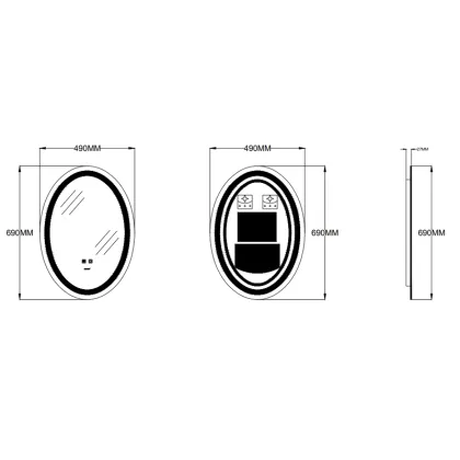 Дзеркало ZERIX FUSION MV01-50x70 з LED Touch, Anti-fog, димером, рег. яскравості (ZX6067) — Photo 6