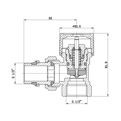 Клапан термостатичний SD Forte 1/2&quot; з антипротіканням для радіатора кутовий SF238W15 — Photo 1