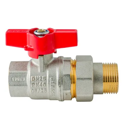 Кран з американкою Koer Extreme KE.227-25 - 1" ручка "метелик" червона (KR5767) — Photo 2