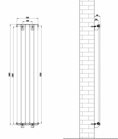 Дизайнерський вертикальний радіатор опалення ARTTIDESIGN Livorno 5/1600/340/50 білий матовий — Photo 3