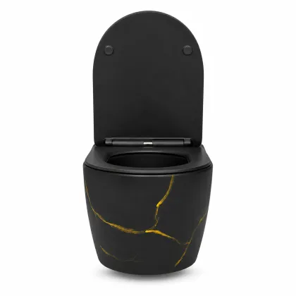 Підвісний унітаз VBI VULCANO BLACK MARBLE MATT TORNADO — Photo 2