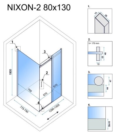Душова Кабіна REA Nixon 80x130 P KPL-K5010-K5005 — Photo 6