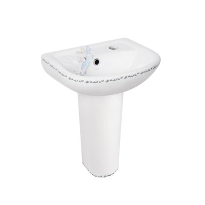 Раковина для пола з п&#039;єдесталом дитяча Qtap Baby 375x305x520 White з малюнком, з донним клапаном QT2311LP304BW