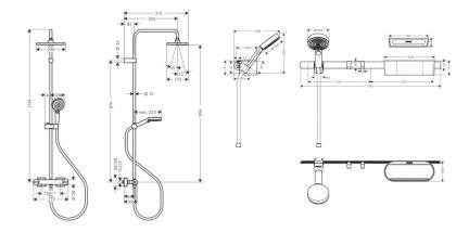 VERNIS SHAPE душова система Showerpipe 230 з термостатом, 1jet, колір чорний матовий+ WALLSTORIS мега набір для ванної кімнати, колір чорний матовий — Photo 1