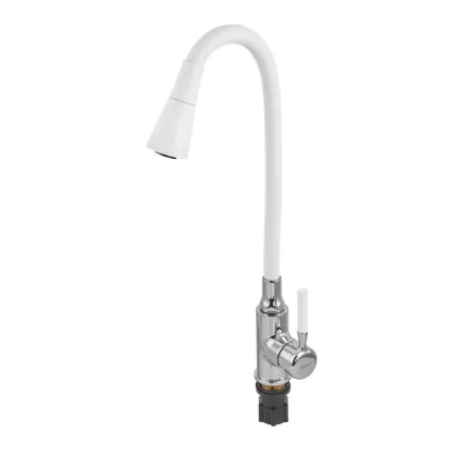 Змішувач для кухні ZERIX ATRIUM-011-T REFL.WHITE (Колір хром+силіконовий вилив білий) (ZX4719) — Photo 2