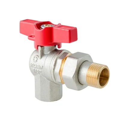 Кран з американкою кутовий Koer Extreme KE.228-15 - 1/2" ручка "метелик" червона (KR5763) — Photo 4