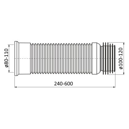 Гофра для унітазу армована Ø80-110 мм, манжета каналізації Ø80-120 мм, 230-430 мм. — Photo 1