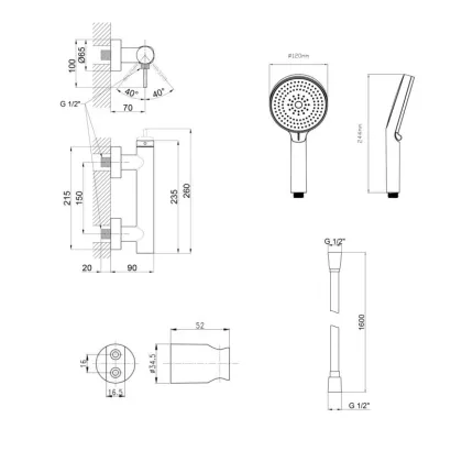 Комплект Qtap Robin Black Matt: Змішувач QTROB4060102B + Тримач QT829910842854OB + Шланг QTHADPVCSQ160B + Лійка QTRUC125BLM45951 — Photo 1