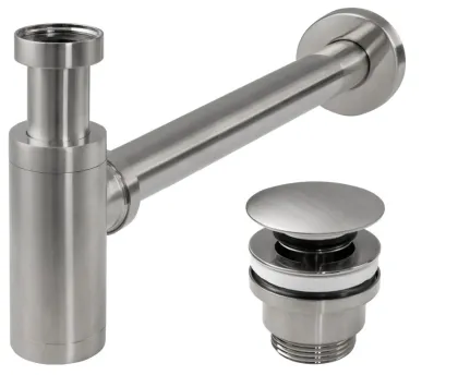 Сифон для раковини REA NICKEL BRUSHED універсальний + CLICK-CLACK *