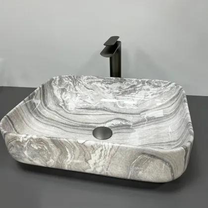 Умивальник (раковина) VBI PALERMO GREY ONYX GLOSSY накладний — Photo 3