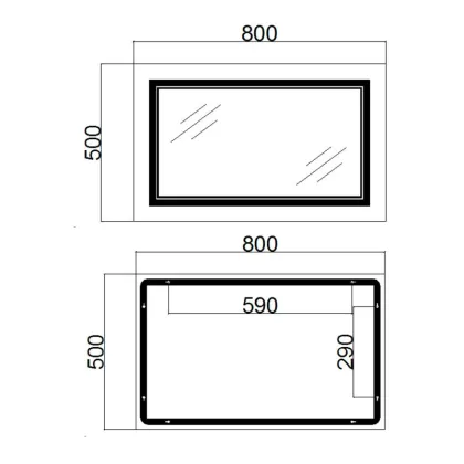 Дзеркало Qtap Cardinal 500х800 з LED-підсвічуванням Touch, з антизапотіванням, з димером, рег. темп. кольору (3000-6500K) Reverse QT0478C5080 — Photo 1