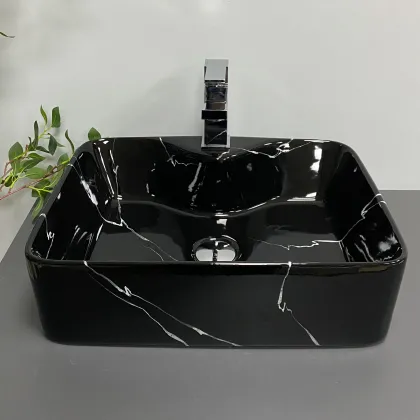 Умивальник (раковина) VBI FORLI BLACK MARMO GLOSSY накладний — Photo 4