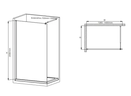 Душова перегородка Mixxus Premium FLAT SP01-140x200-TR Chrome Walk-In прозоре скло 8мм (MI6853) — Photo 2