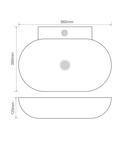 Раковина підвісна MIXXUS PREMIUM DIVERSE-0201 560х390х125mm з отвором під змішувач (MP6510) — Photo 4