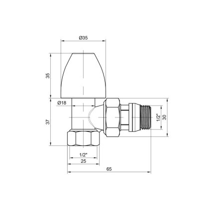 Кран радіаторний SD Plus 1/2&quot; ВЗ з антипротіканням кутовий SD228W15 — Photo 1