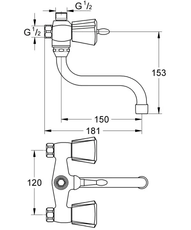 Змішувач для ванни з довгим виливом Grohe Costa trend (26013000) — Photo 1