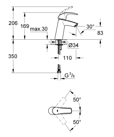 Змішувач для раковини M-розміру Grohe Eurosmart (23324001) — Photo 3