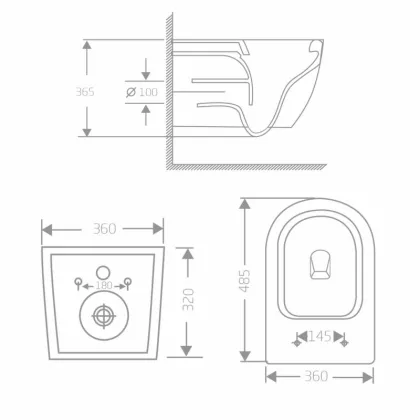 Унітаз підвісний Qtap Jay Ultra Quiet 485х360х320 мм, Matt Black, сидінням Slim Duroplast/ Soft-close/ Quick Relase QT07335177MB — Photo 1