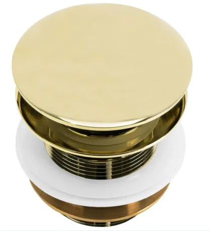 Донний клапан для ванни VBI GOLD click-clack, універсальний — Photo 1