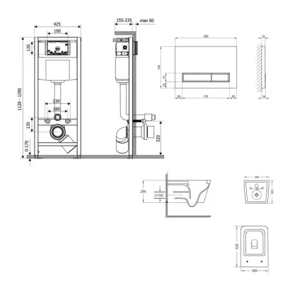 Готове рішення Qtap для ванної кімнати: підвісний унітаз Crow Ultra Quiet 520x360x290 + комплект інсталяції Nest 4 в 1 (лінійна клавіша White) — Photo 1
