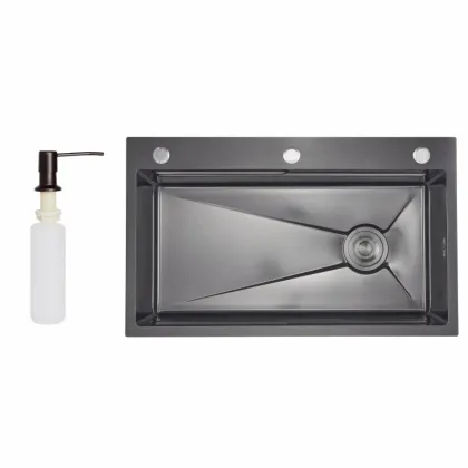 Lidz Handmade H7545B Мийка для кухні інтегрована Decor Black PVD Honeycomb 3,0/1,0 мм LDH7545BDECPVD48373