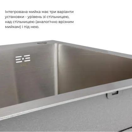  Handmade H7849L Мийка інтегрована крило зліва Brushed Steel+Lidz Aria 015F Змішувач для кухні (k35) Nickel — Photo 3