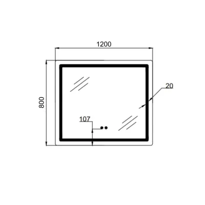 Дзеркало Qtap Mideya MI1) 1200х800 з LED-підсвічуванням Touch, з антизапотіванням, димером, рег. яскравості QT2078F12080 — Photo 1