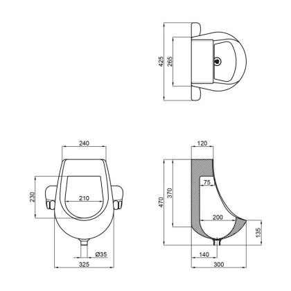 Пісуар підвісний дитячий Qtap Baby 420х300х465 White з малюнком QT2388U460EWD — Photo 1