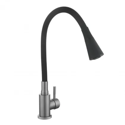 Змішувач для кухні Lidz Aria 015F31 (k35) з гнучким виливом LDARI015F31BGRP49566 Graphite/Black — Photo 3