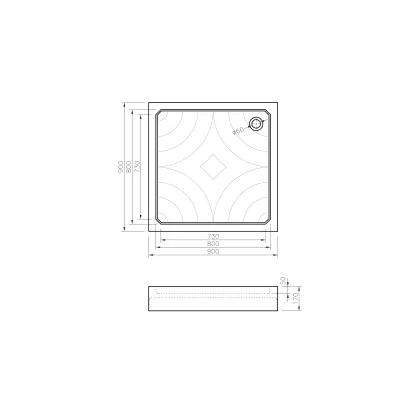 Поддон Grace акриловий 90x90, квадратний — Photo 2