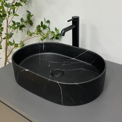 Умивальник (раковина) VBI VERONA 50 BLACK MARMO MATT накладний — Photo 2