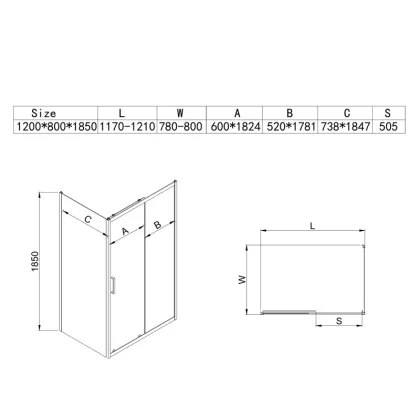 Душова кабіна з низьким піддоном Mixxus HARD SCT01-120x80x198-TR Chrome NEW прозоре скло 5мм (MI8428) — Photo 3