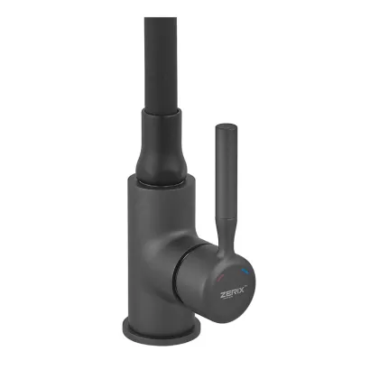 Змішувач для кухні ZERIX ATRIUM-011-T GRAPHITE REFL.BLACK (Колір графіт+силіконовий вилив чорний) (ZX6106) — Photo 4