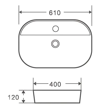 Раковина накладна Mixxus Premium ELLIPSE-0204 600х380х115mm з отвором під змішувач (MP6679) — Photo 5