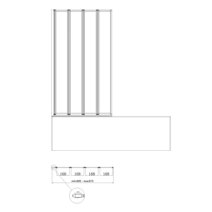 Шторки скляні на ванну складні Koer SR BS07-80x140-TR-01 прозоре скло Easy Clean 4мм, хром (KR5948) — Photo 2