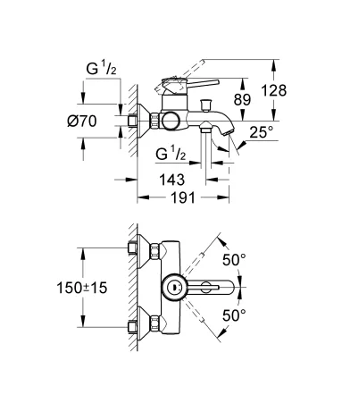 Змішувач для ванни Grohe BauClassic (32865000) — Photo 2