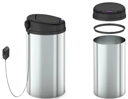 Відро для сміття сенсорне кругле Mixxus Premium Ellipse-TC0109 Chrome-Black 9л (хром-чорне) (MI7083) — Photo 6