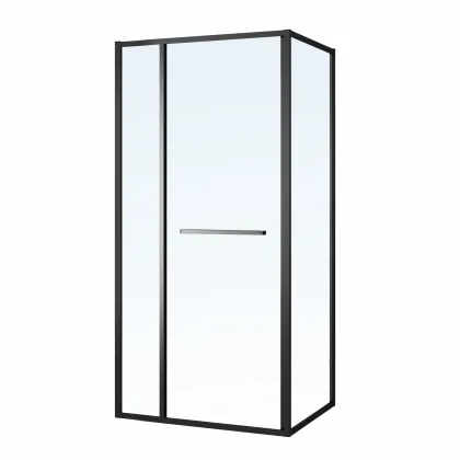 CRUZE душова кабіна 90*90*200см, тип дверей COME IN, чорний профіль, прозоре скло