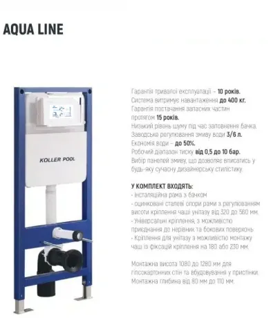 Інсталяція KollerPool AQUA LINE + EDGE Black панель змиву + підвісний унітаз ROUND Smart з сидінням Soft-close ( змив Tornado 3,0 ) — Photo 1