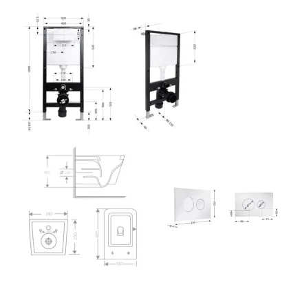 Готове рішення Qtap для ванної кімнати: підвісний унітаз Crow Ultra Quiet 485x340x290 + комплект інсталяції Standard (кругла клавіша Chrome) — Photo 1