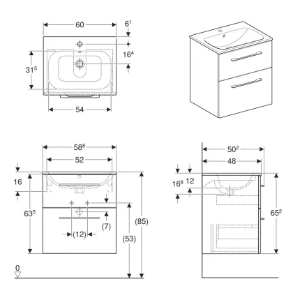 Тумба з умивальником GEBERIT SELNOVA SQUARE 501.236.00.1, білий — Photo 1