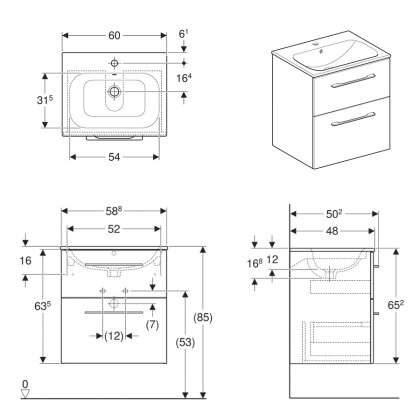 Тумба з умивальником GEBERIT SELNOVA SQUARE 501.236.00.1, білий — Photo 1