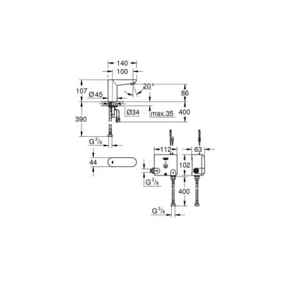 Монокран на одну воду сенсорний, 6V Grohe Euroeco Cosmopolitan E (36384000) — Photo 1