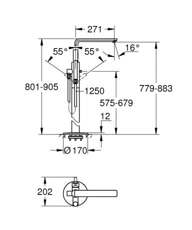 Одноважільний змішувач для ванни, підлогового монтажу Grohe Lineare New (23792001) — Photo 2