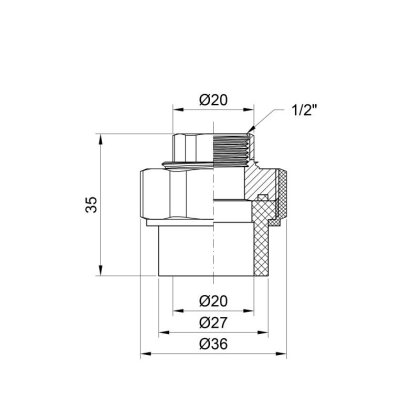 Згін &quot;Американка&quot; PPR Alfa Plast 20х1/2 ВР — Photo 1