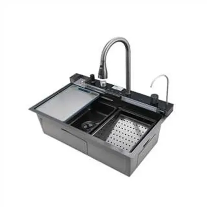 Мийка багатофункціональна Mixxus MH7546-SET-06 Decor Graphite з вбудованим змішувачем з нерж. сталі (MI8464)