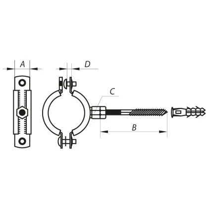 Хомут трубний оцинкований KOER KCB.10.G 1-1 / 2 "(47-51) сірий — Photo 1