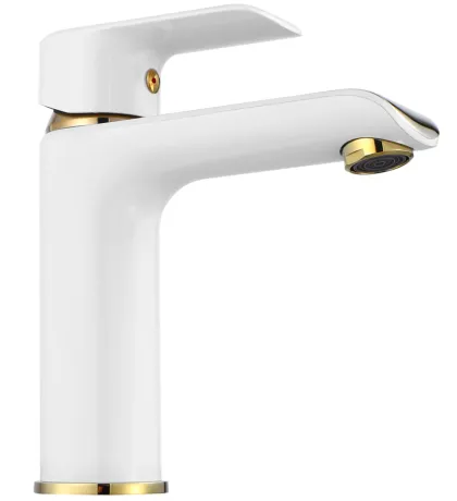 Змішувач для раковини (умивальника) REA BLOOM WHITE GOLD низький — Photo 2